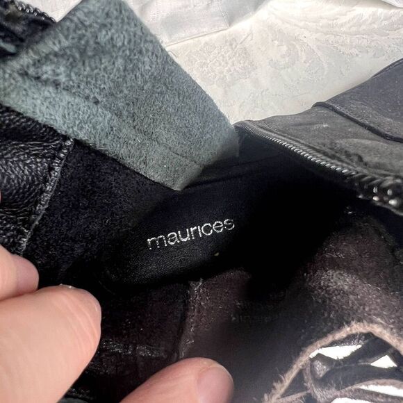 Maurices Brown Country Casual Cool Lace Up Side Heeled Black Bootie Size 8M - Picture 7 of 8